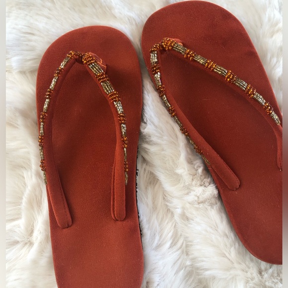 Beaded Orange Sandals, Quite Comfortable - Picture 2 of 15